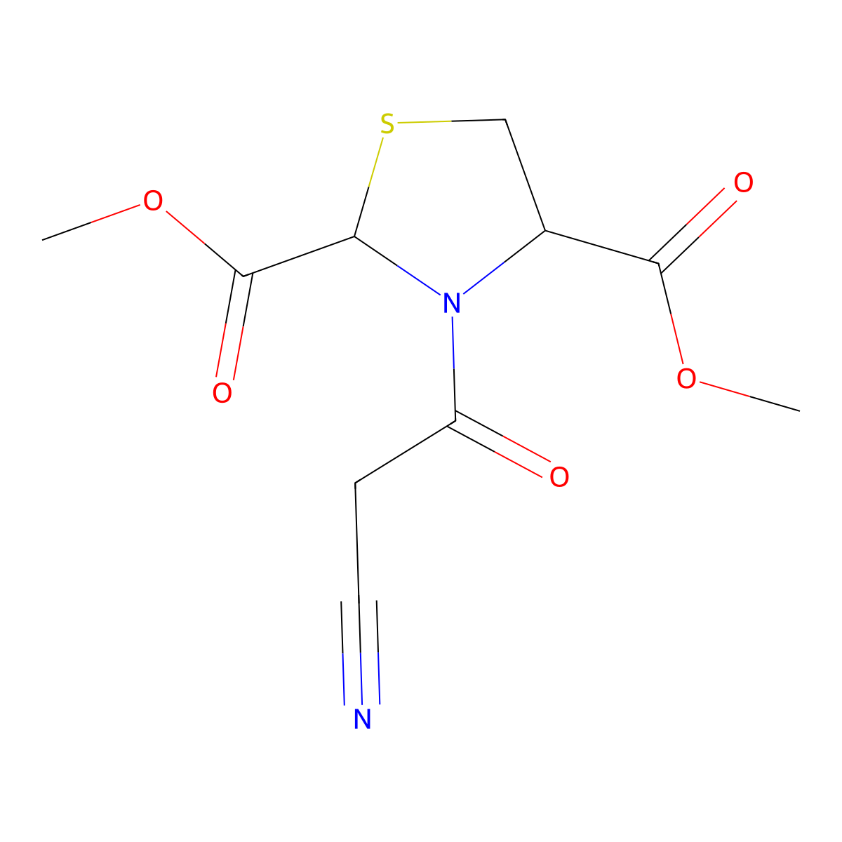 Dimethyl 3-(2-cyanoacetyl)-1,3-thiazolane-2,4-dicarboxylate molecular structure, CAS 1007921-47-2