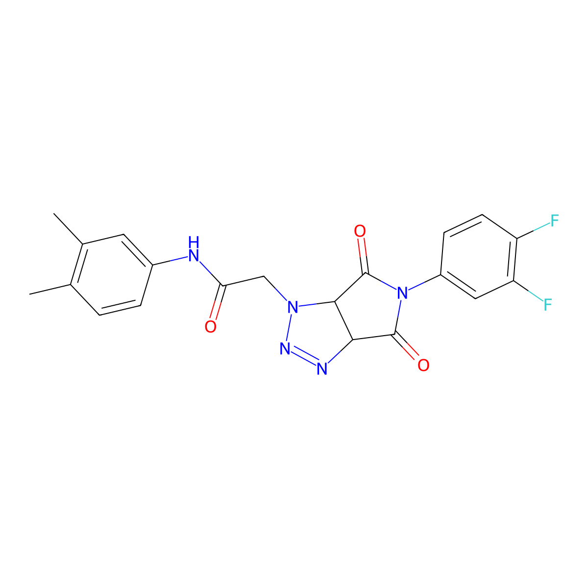 2-[5-(3,4-difluorophenyl)-4,6-dioxo-1H,3aH,4H,5H,6H,6aH-pyrrolo[3,4-d][1,2,3]triazol-1-yl]-N-(3,4-dimethylphenyl)acetamide molecular structure, CAS 1007922-29-3