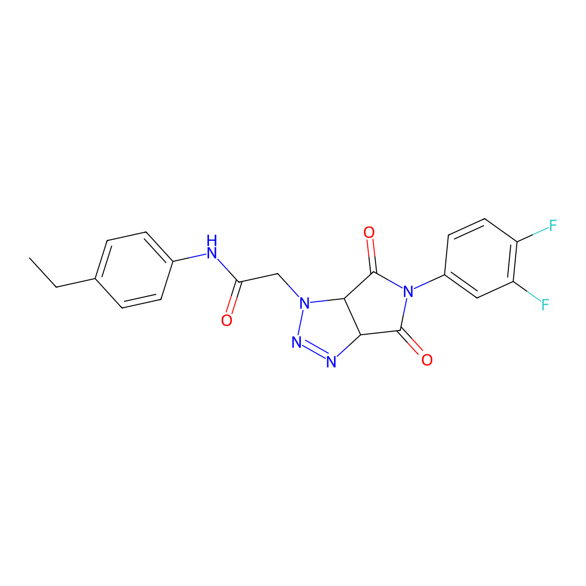 2-[5-(3,4-difluorophenyl)-4,6-dioxo-1H,3aH,4H,5H,6H,6aH-pyrrolo[3,4-d][1,2,3]triazol-1-yl]-N-(4-ethylphenyl)acetamide molecular structure, CAS 1007922-32-8