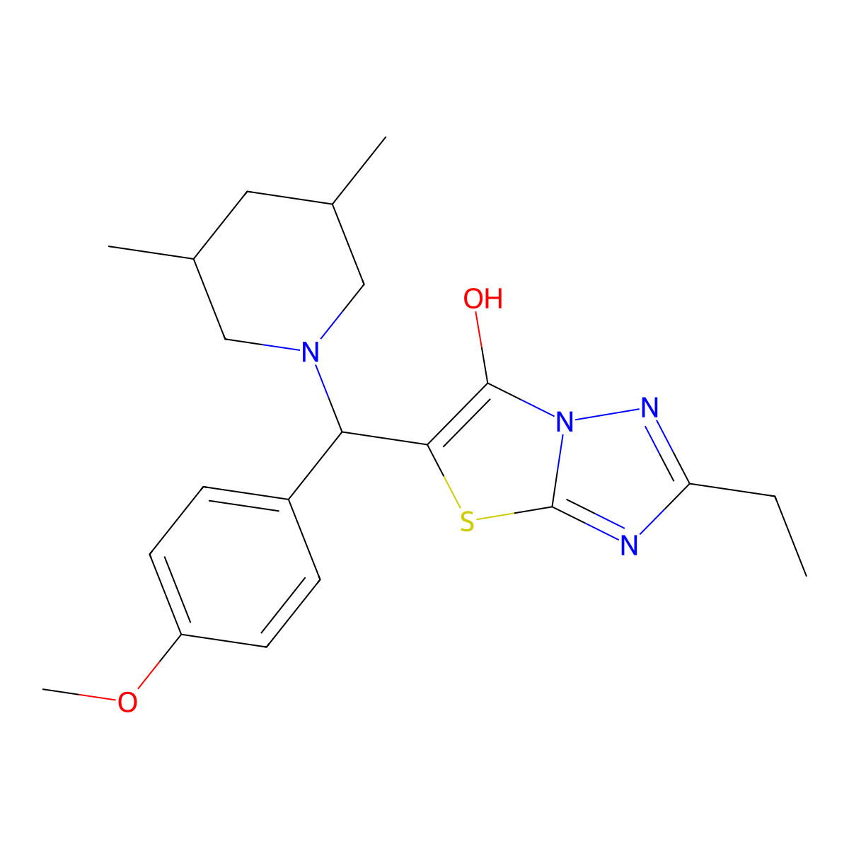 5-((3,5-Dimethylpiperidin-1-yl)(4-methoxyphenyl)methyl)-2-ethylthiazolo[3,2-b][1,2,4]triazol-6-ol molecular structure, CAS 1007922-37-3
