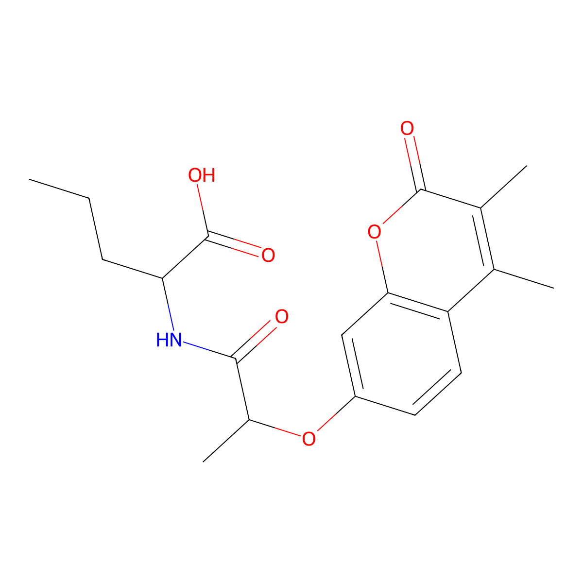 N-{2-[(3,4-dimethyl-2-oxo-2H-chromen-7-yl)oxy]propanoyl}norvaline molecular structure, CAS 1007923-77-4
