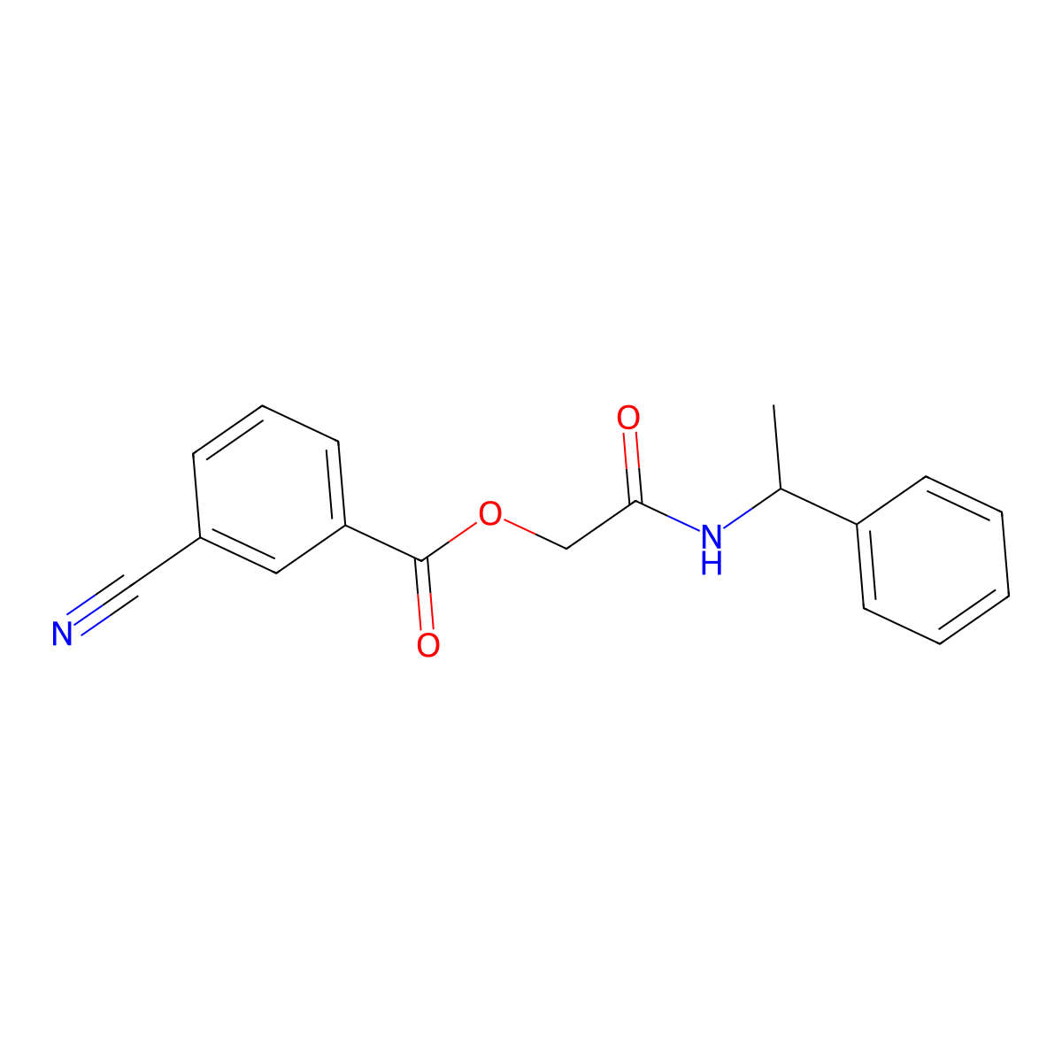 2-Oxo-2-((1-phenylethyl)amino)ethyl 3-cyanobenzoate molecular structure, CAS 1007927-53-8