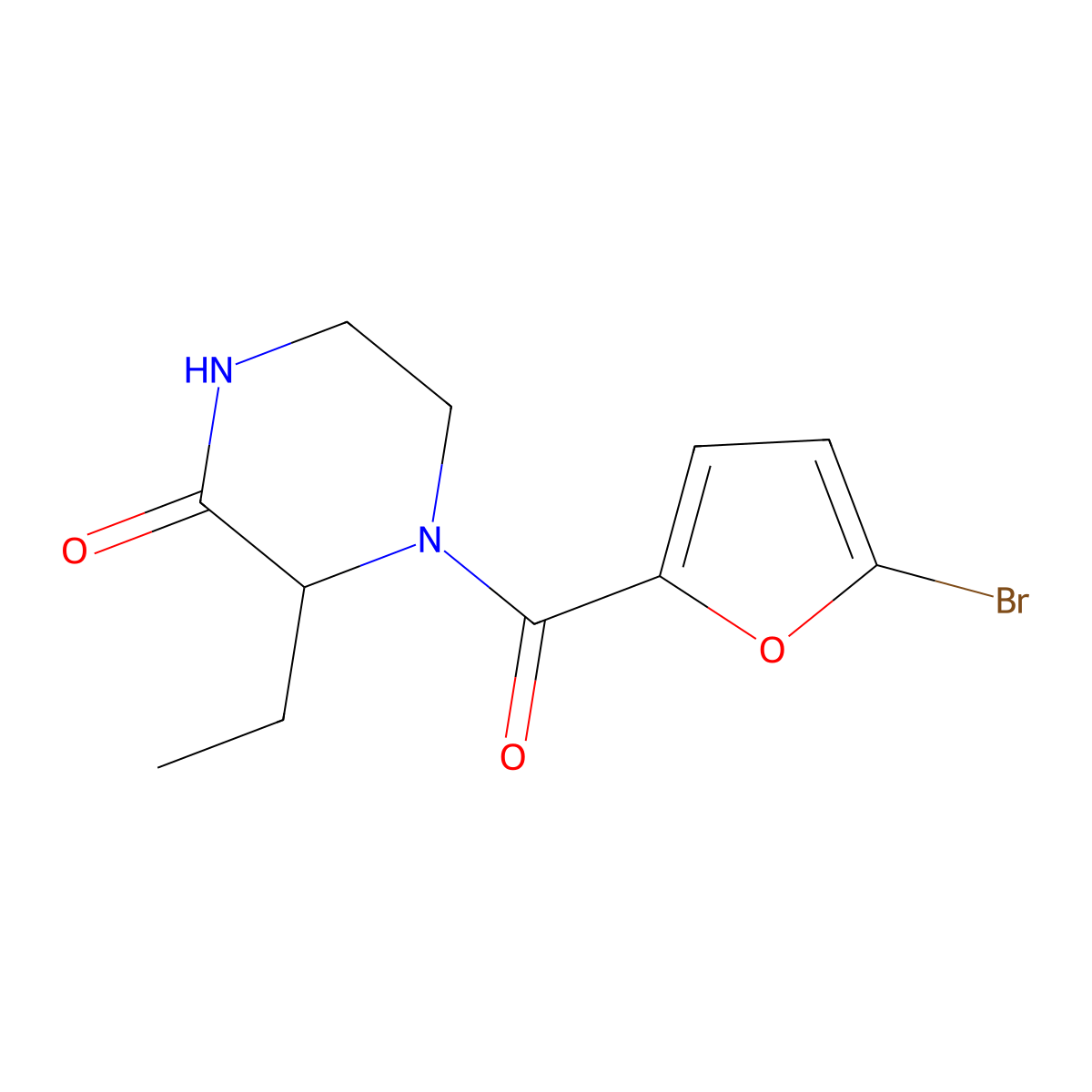 4-(5-Bromofuran-2-carbonyl)-3-ethylpiperazin-2-one molecular structure, CAS 1007927-56-1