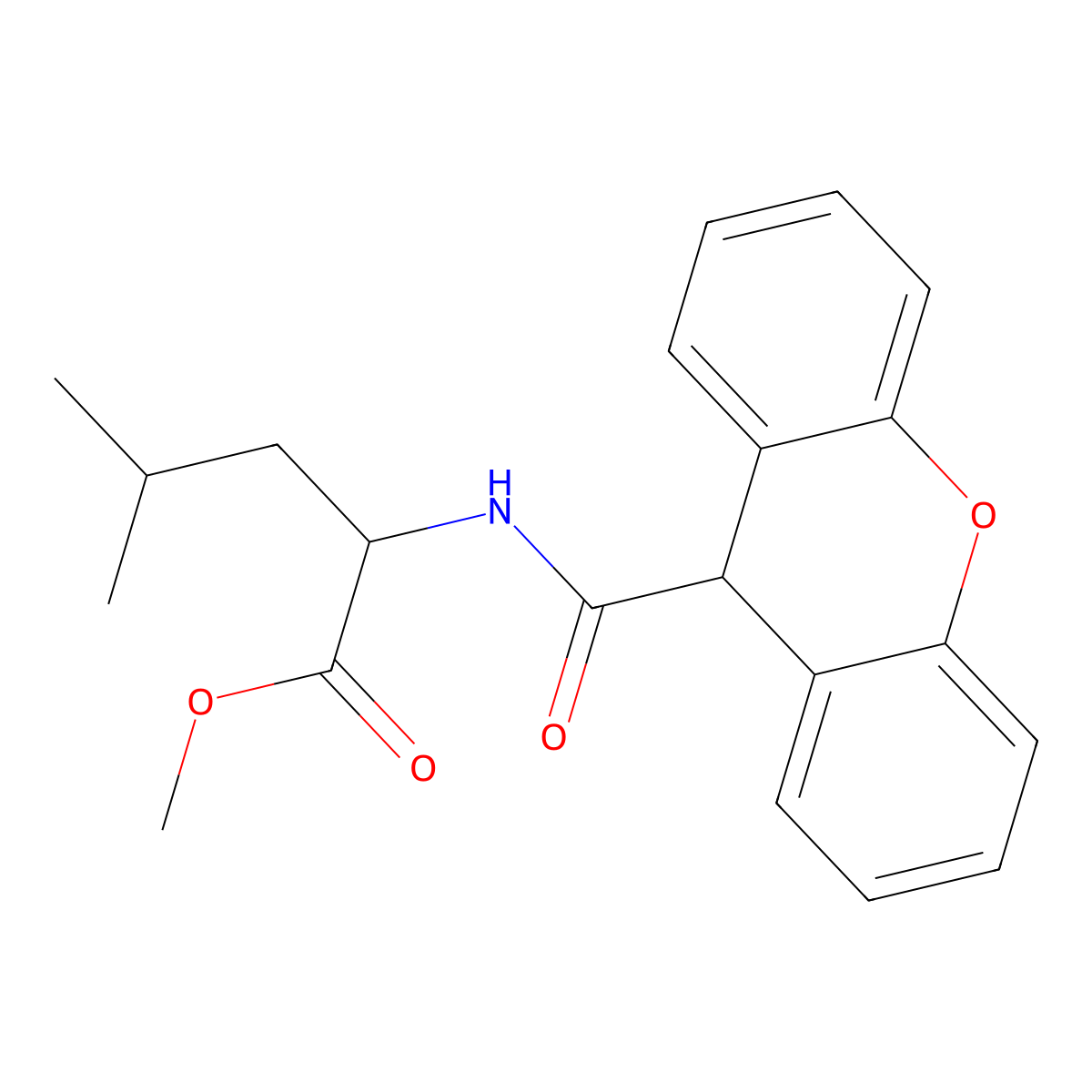 methyl N-(9H-xanthen-9-ylcarbonyl)leucinate molecular structure, CAS 1007927-64-1