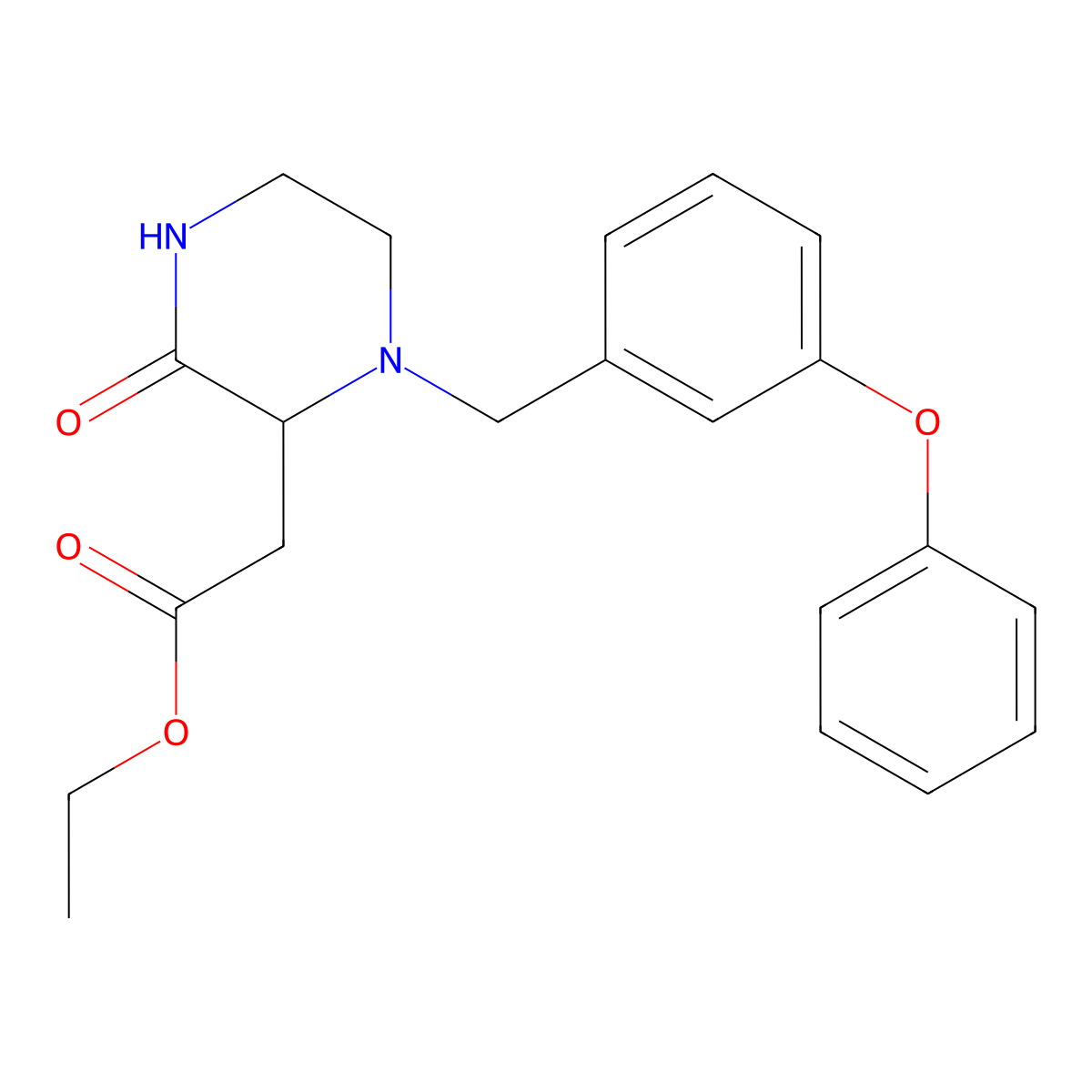 Ethyl 2-[3-oxo-1-[(3-phenoxyphenyl)methyl]piperazin-2-yl]acetate molecular structure, CAS 1007928-08-6