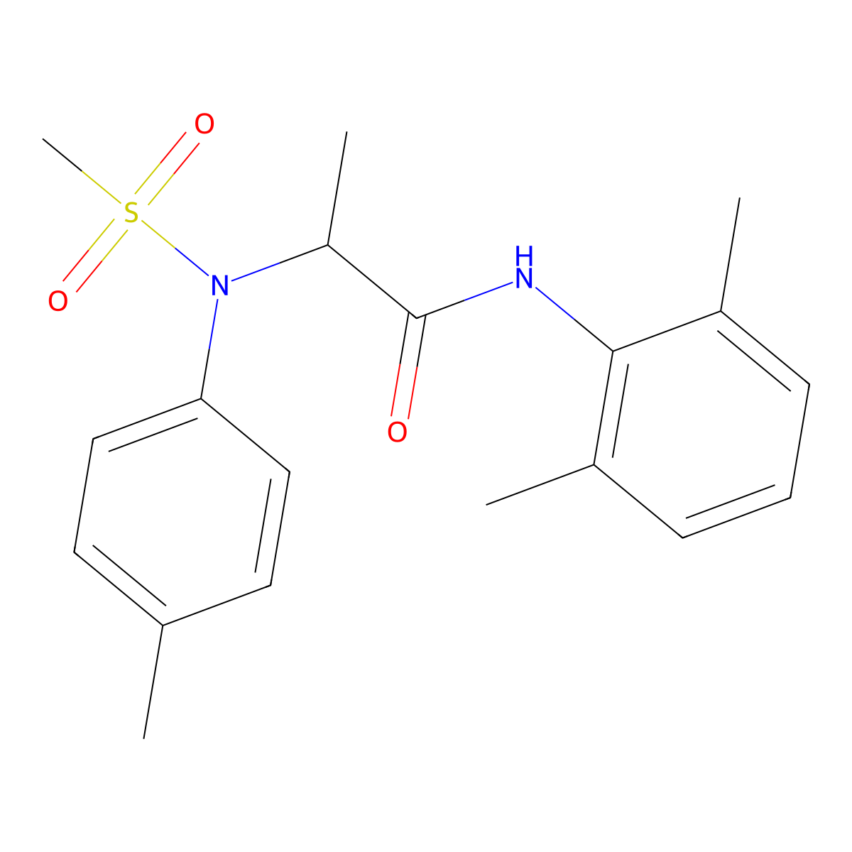 N-(2,6-dimethylphenyl)-2-(4-methyl-N-methylsulfonylanilino)propanamide molecular structure, CAS 1007928-67-7