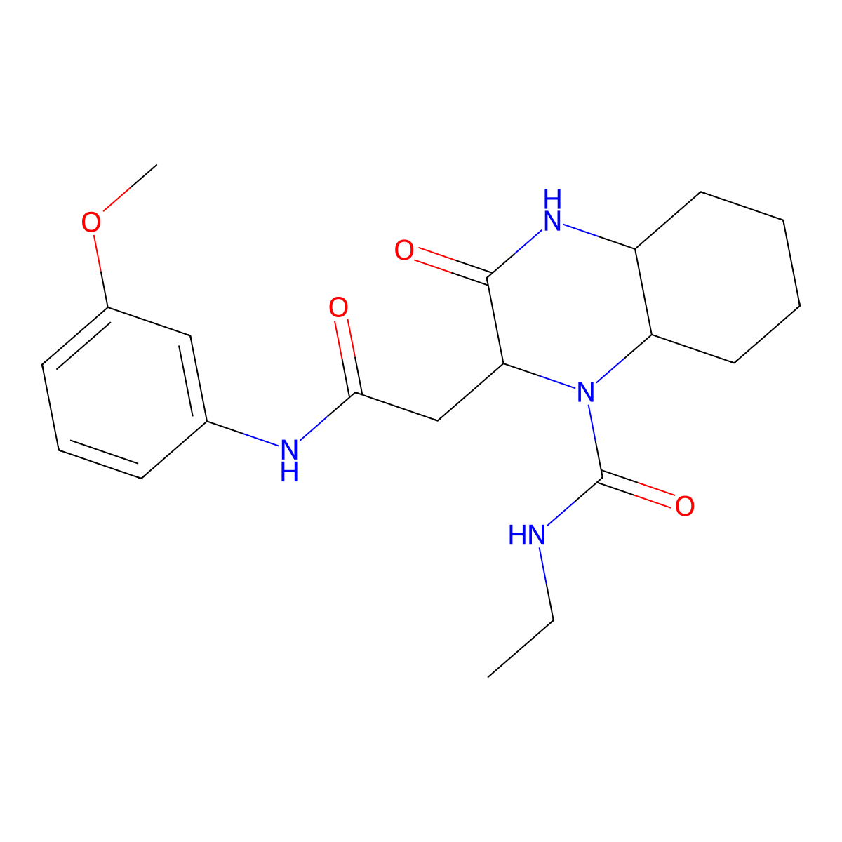 N-ethyl-2-{2-[(3-methoxyphenyl)amino]-2-oxoethyl}-3-oxooctahydroquinoxaline-1(2H)-carboxamide molecular structure, CAS 1007930-78-0