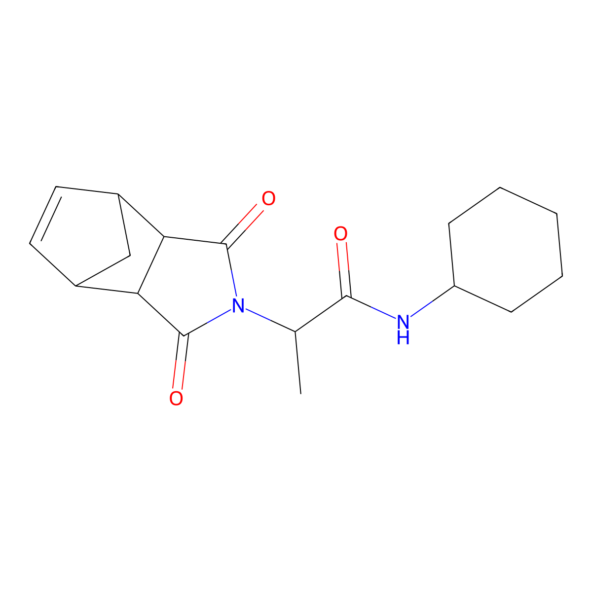 N-Cyclohexyl-1,3,3a,4,7,7a-hexahydro-alpha-methyl-1,3-dioxo-4,7-methano-2H-isoindole-2-acetamide molecular structure, CAS 1007930-97-3