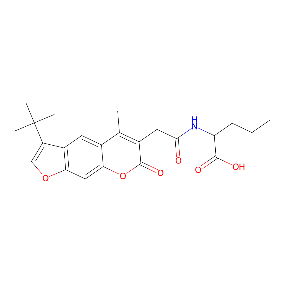 N-[(3-tert-butyl-5-methyl-7-oxo-7H-furo[3,2-g]chromen-6-yl)acetyl]norvaline molecular structure, CAS 1007931-11-4