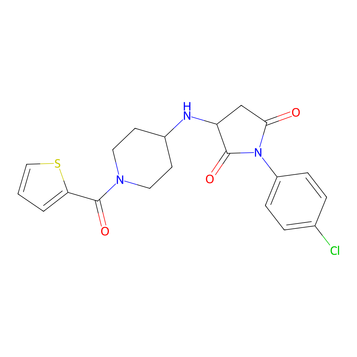1-(4-Chlorophenyl)-3-[[1-(thiophene-2-carbonyl)piperidin-4-yl]amino]pyrrolidine-2,5-dione molecular structure, CAS 1007932-72-0