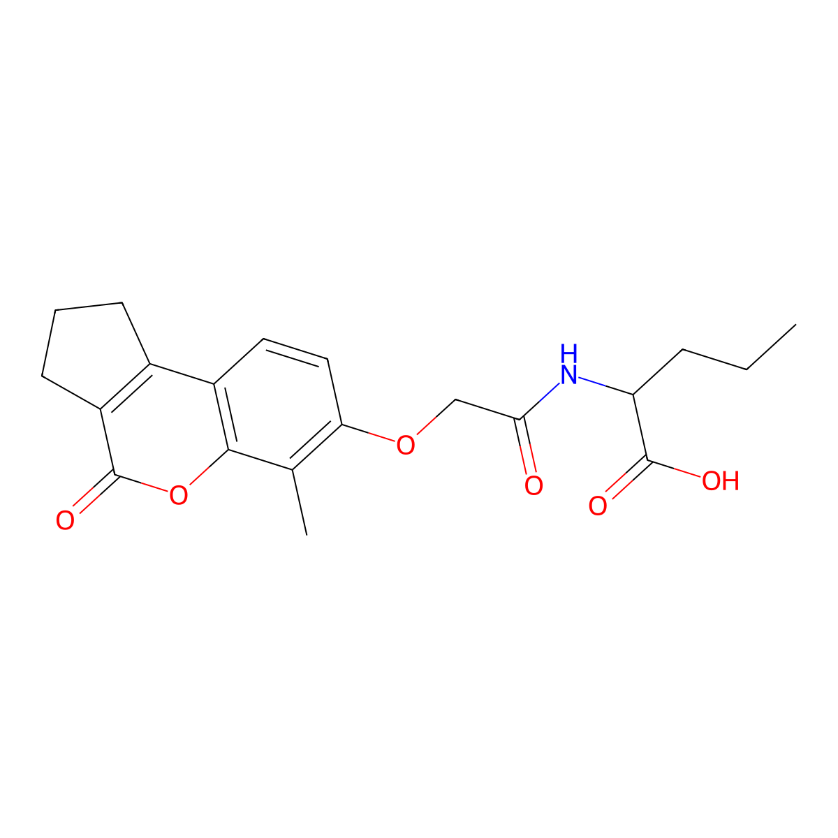 N-{[(6-methyl-4-oxo-1,2,3,4-tetrahydrocyclopenta[c]chromen-7-yl)oxy]acetyl}norvaline molecular structure, CAS 1007933-46-1