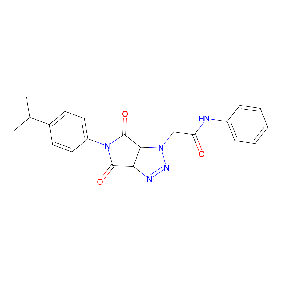 2-{4,6-dioxo-5-[4-(propan-2-yl)phenyl]-1H,3aH,4H,5H,6H,6aH-pyrrolo[3,4-d][1,2,3]triazol-1-yl}-N-phenylacetamide molecular structure, CAS 1007933-63-2