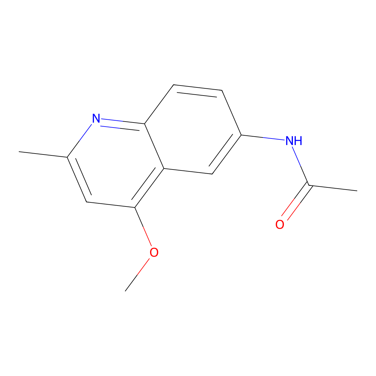 N-(4-methoxy-2-methylquinolin-6-yl)acetamide molecular structure, CAS 100795-23-1