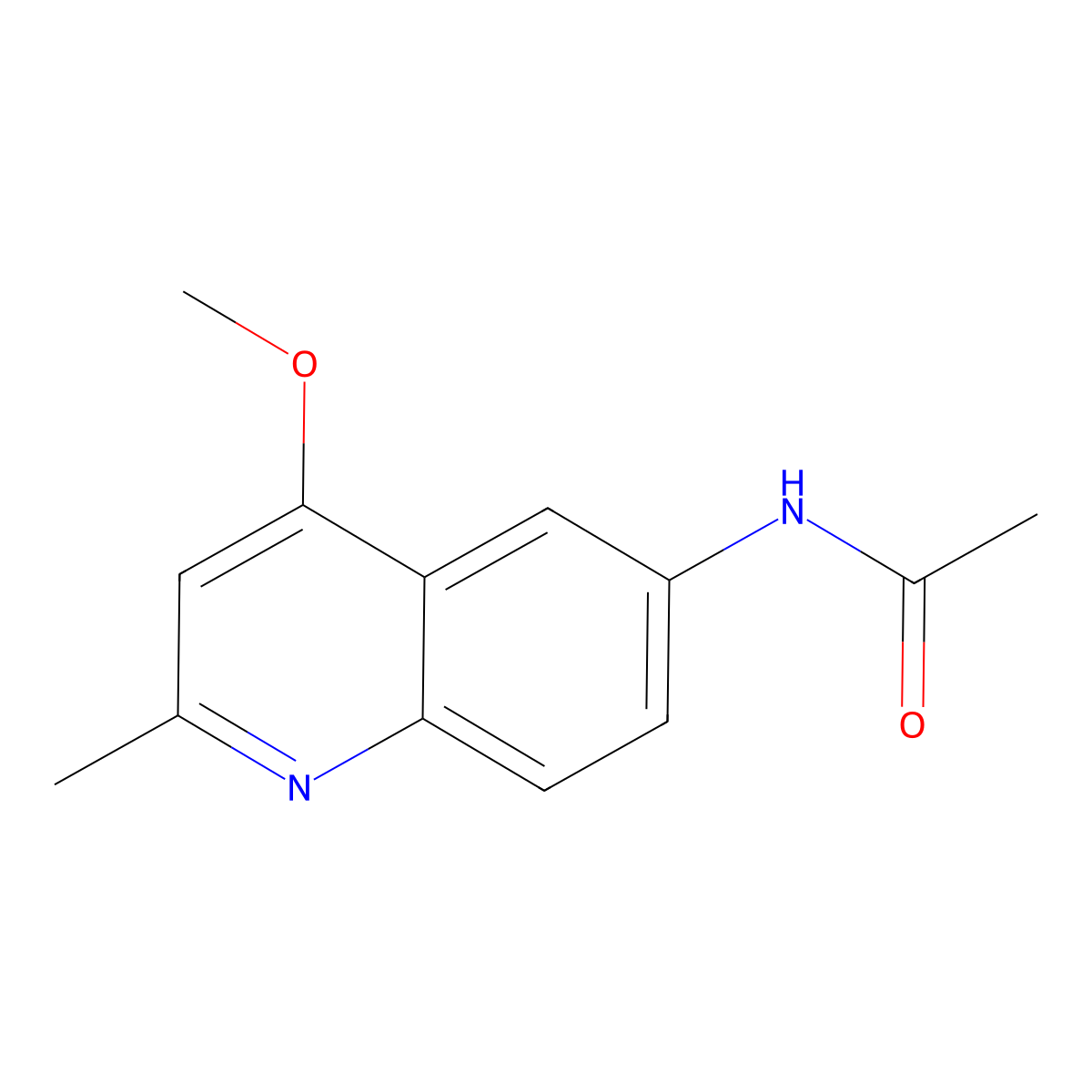 N-(4-methoxy-2-methylquinolin-6-yl)acetamide molecular structure, CAS 100795-23-1