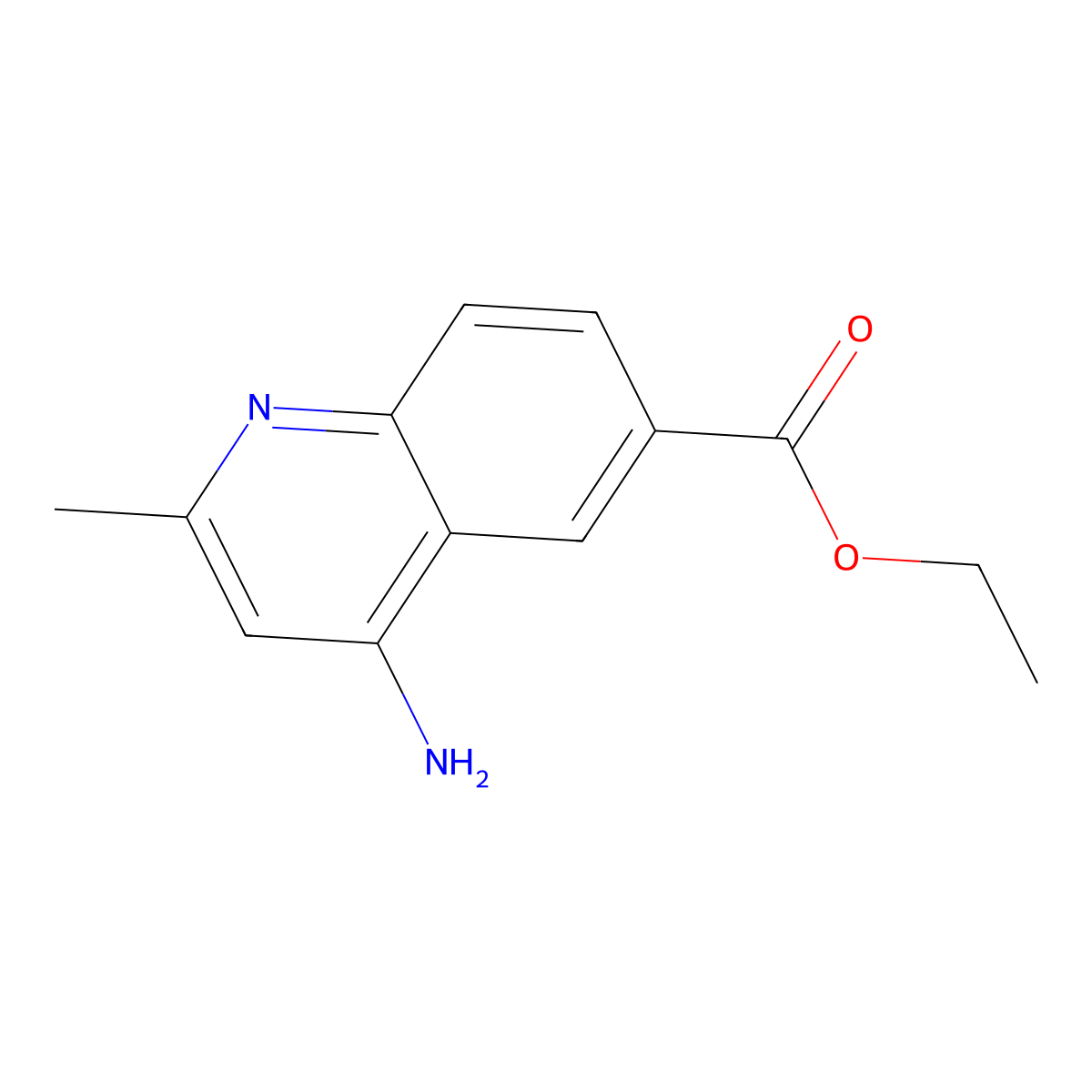 Ethyl 4-amino-2-methylquinoline-6-carboxylate molecular structure, CAS 100795-25-3