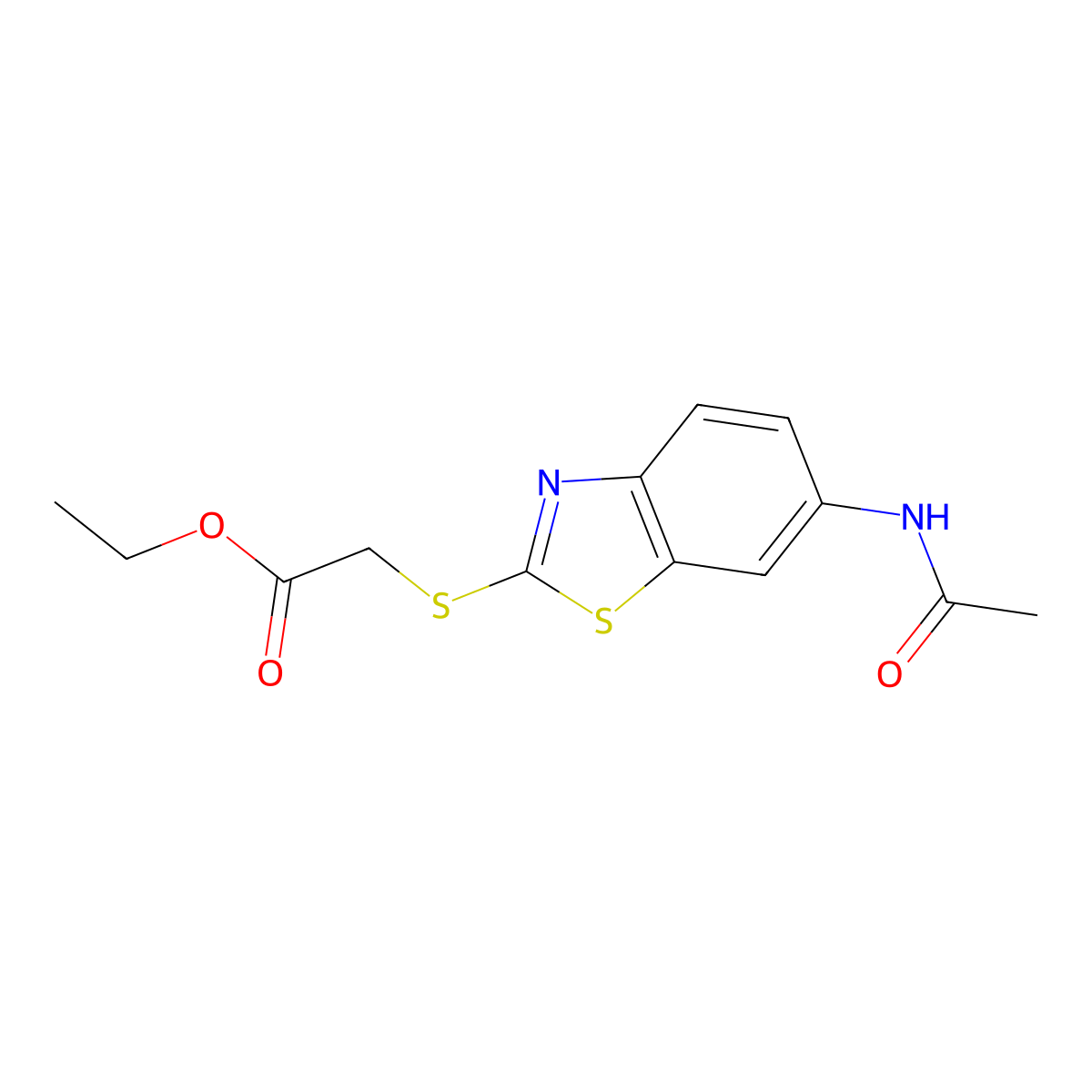 Ethyl 2-((6-acetamidobenzo[d]thiazol-2-yl)thio)acetate molecular structure, CAS 100795-94-6