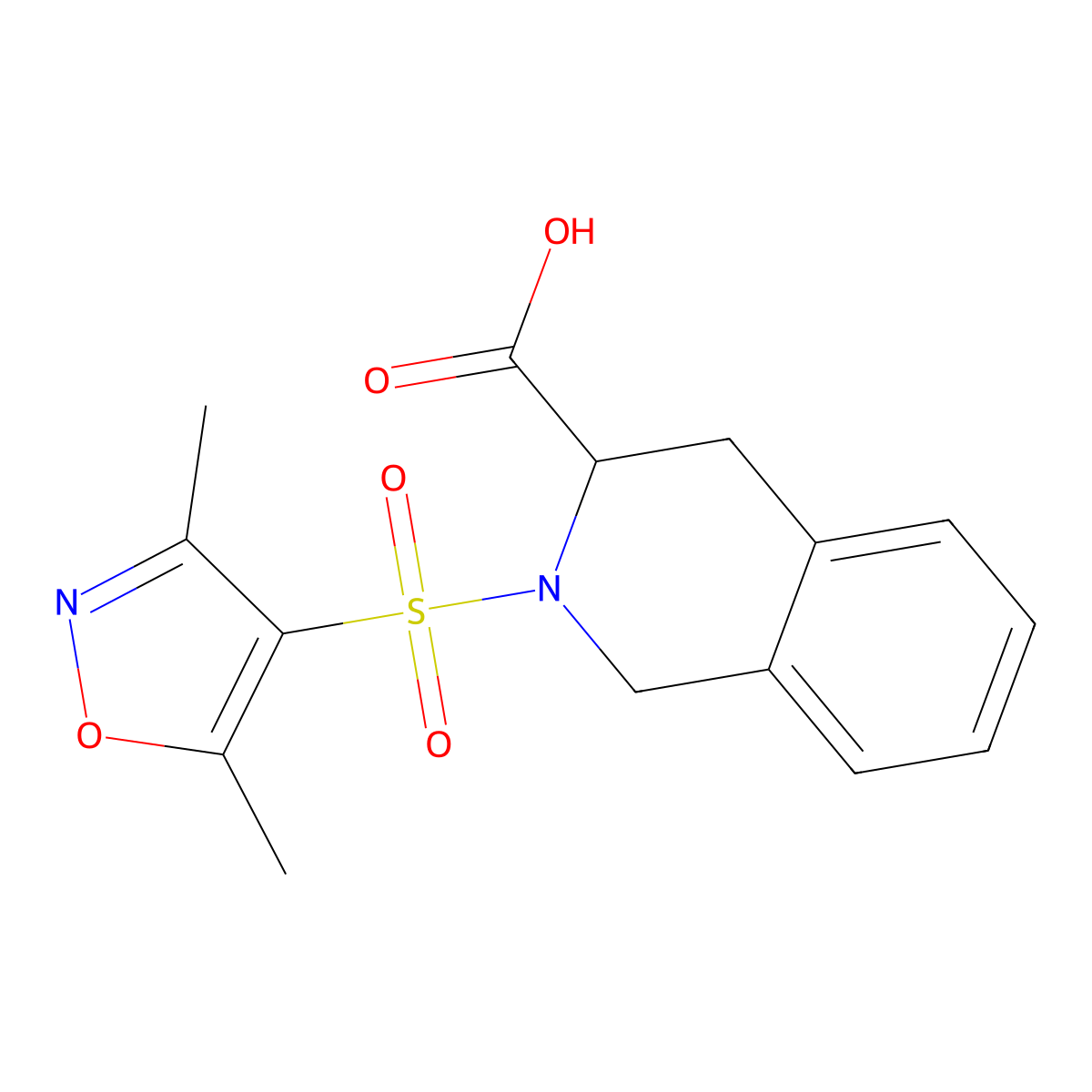2-((3,5-Dimethylisoxazol-4-yl)sulfonyl)-1,2,3,4-tetrahydroisoquinoline-3-carboxylic acid molecular structure, CAS 1007952-40-0