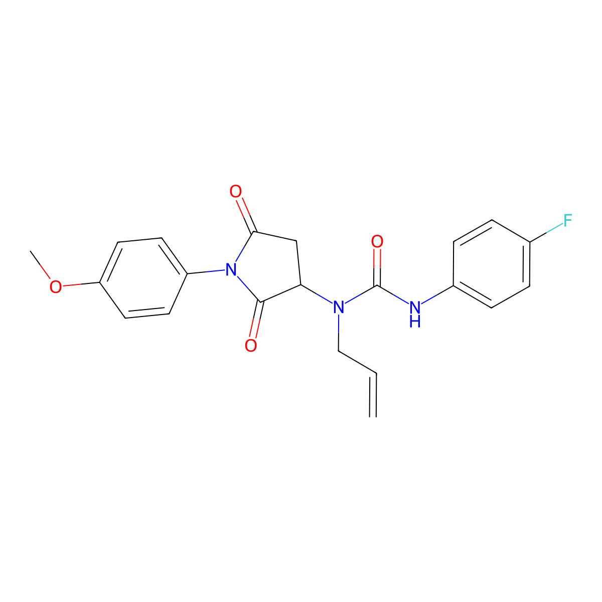 N-allyl-N'-(4-fluorophenyl)-N-[1-(4-methoxyphenyl)-2,5-dioxo-3-pyrrolidinyl]urea molecular structure, CAS 1007959-39-8