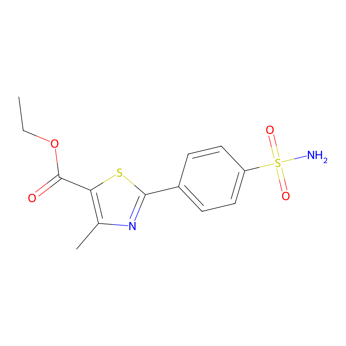 Ethyl 2-[4-(aminosulfonyl)phenyl]-4-methyl-5-thiazolecarboxylate molecular structure, CAS 100796-23-4