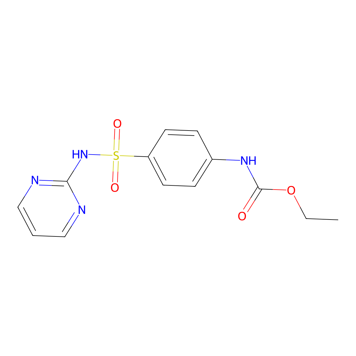 Ethyl 4-((2-pyrimidinylamino)sulfonyl)phenylcarbamate molecular structure, CAS 100796-84-7