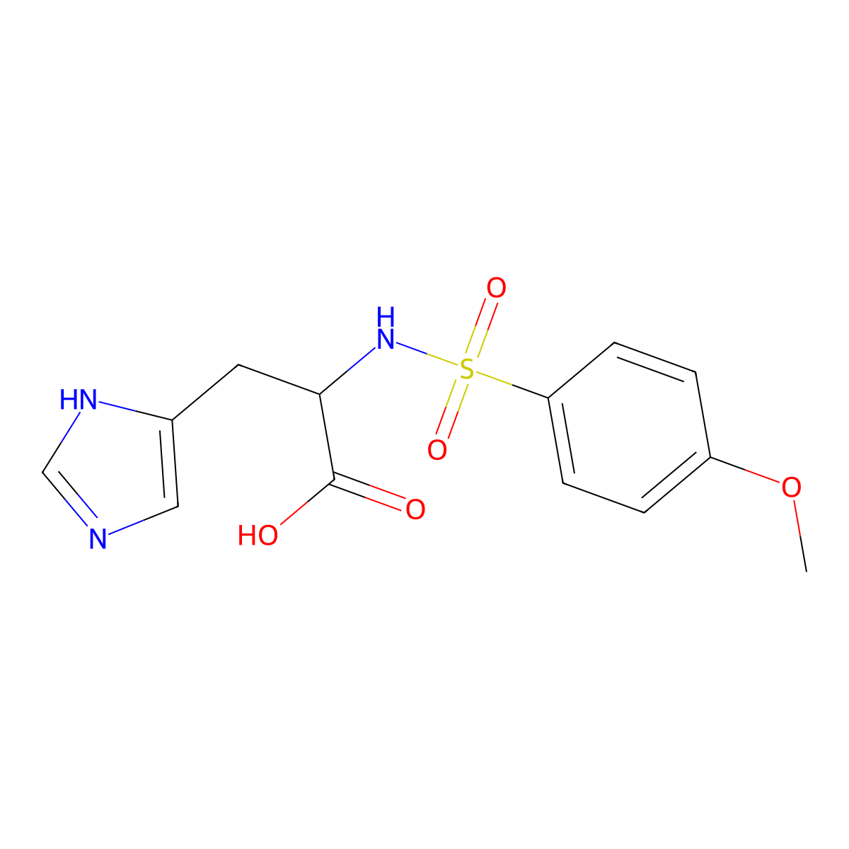 3-(1H-imidazol-4-yl)-2-(4-methoxybenzenesulfonamido)propanoic acid molecular structure, CAS 1007971-46-1