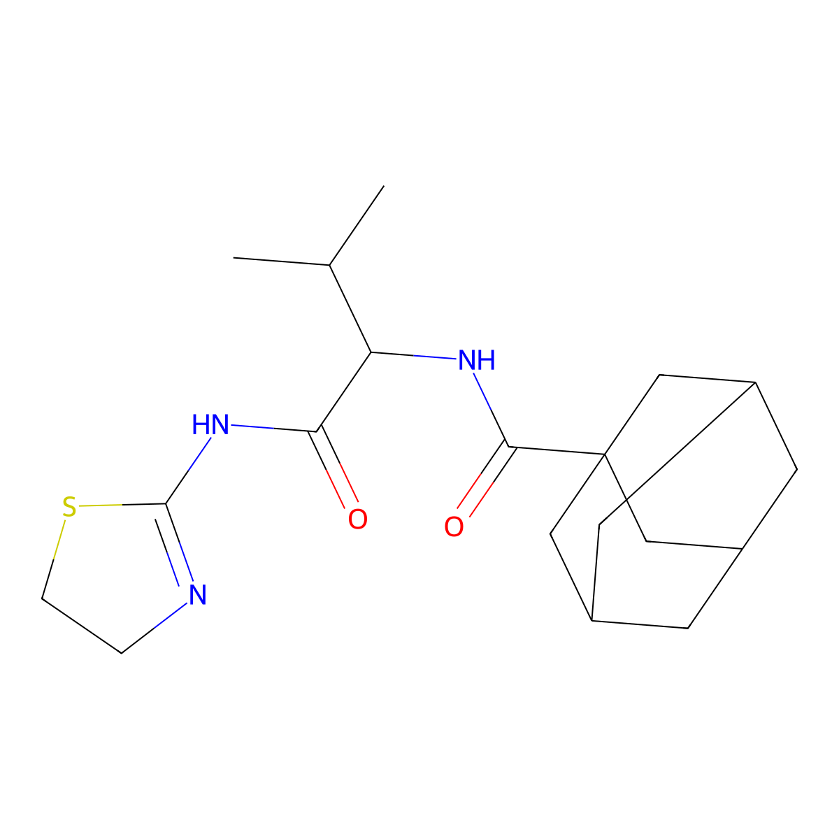 N-[1-(4,5-dihydro-1,3-thiazol-2-ylamino)-3-methyl-1-oxobutan-2-yl]adamantane-1-carboxamide molecular structure, CAS 1007979-11-4