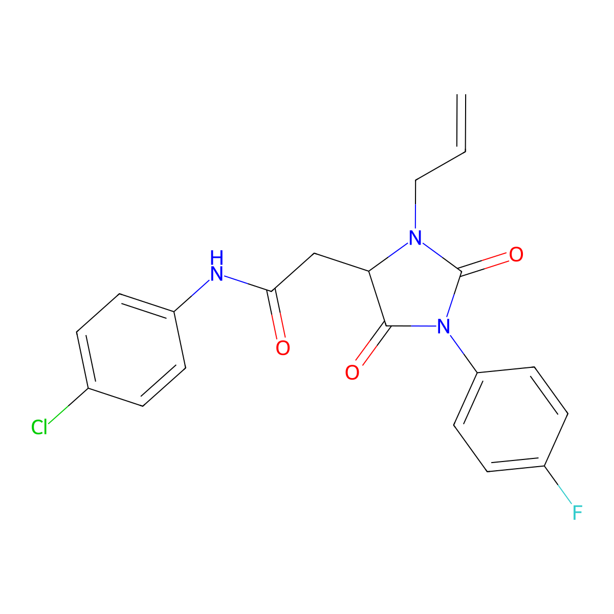 N-(4-chlorophenyl)-2-[1-(4-fluorophenyl)-2,5-dioxo-3-(prop-2-en-1-yl)imidazolidin-4-yl]acetamide molecular structure, CAS 1007981-42-1