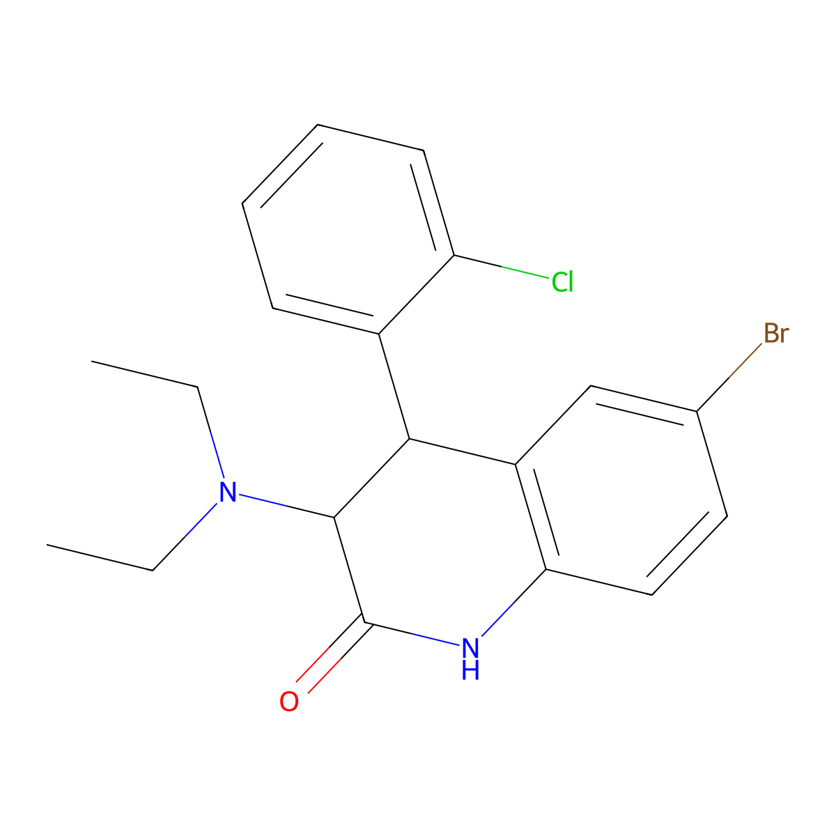 6-bromo-4-(2-chlorophenyl)-3-(diethylamino)-3,4-dihydroquinolin-2(1H)-one molecular structure, CAS 1007982-78-6