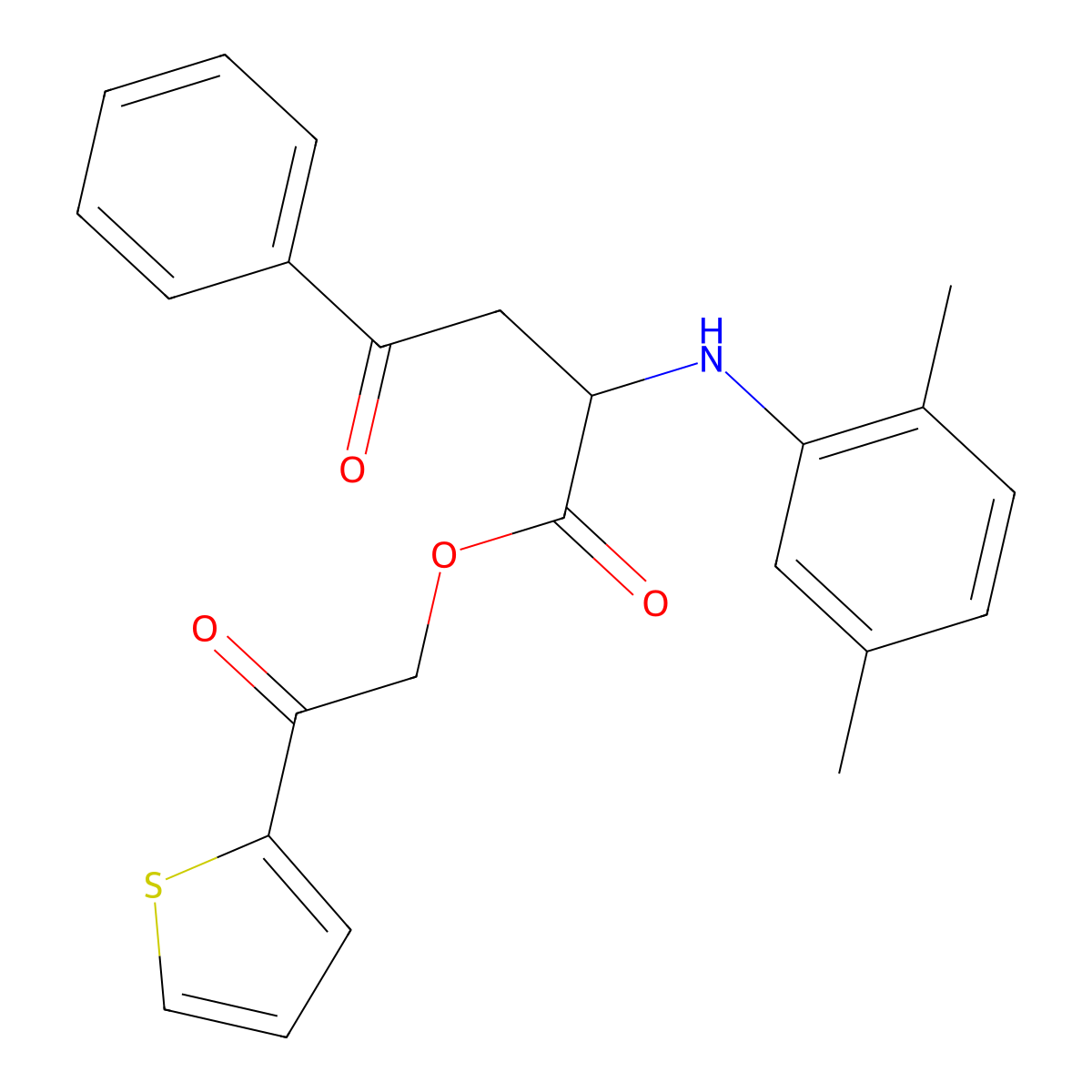 2-Oxo-2-(thiophen-2-yl)ethyl 2-[(2,5-dimethylphenyl)amino]-4-oxo-4-phenylbutanoate molecular structure, CAS 1007998-69-7