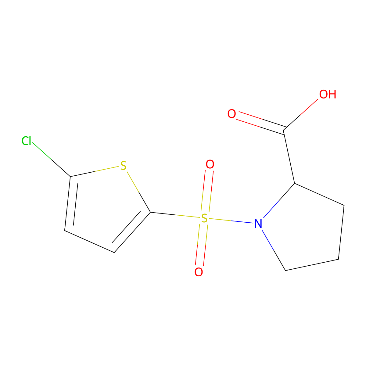 1-[(5-Chlorothien-2-yl)sulfonyl]pyrrolidine-2-carboxylic acid molecular structure, CAS 1007999-30-5