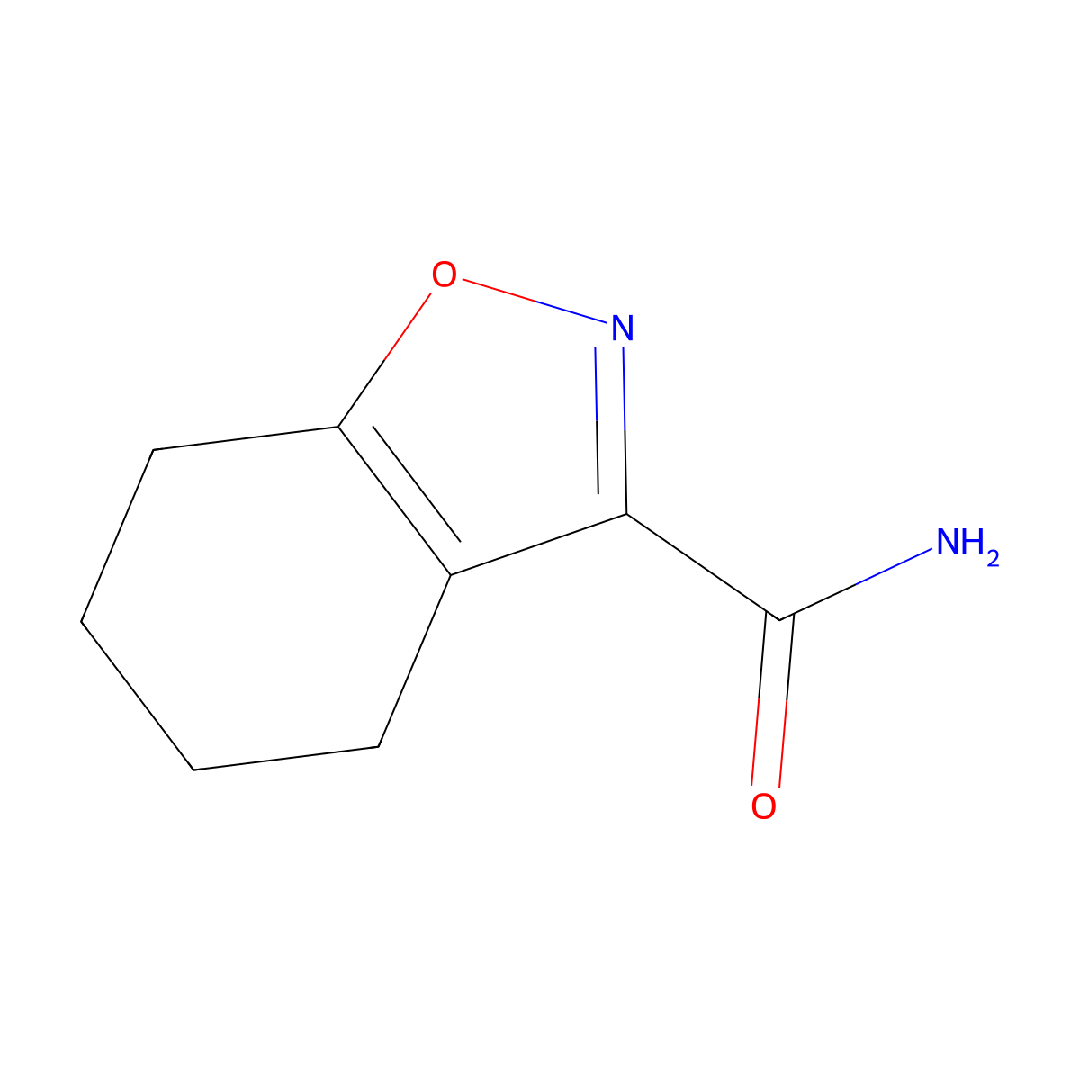 4,5,6,7-Tetrahydro-1,2-benzisoxazole-3-carboxamide molecular structure, CAS 1008-50-0