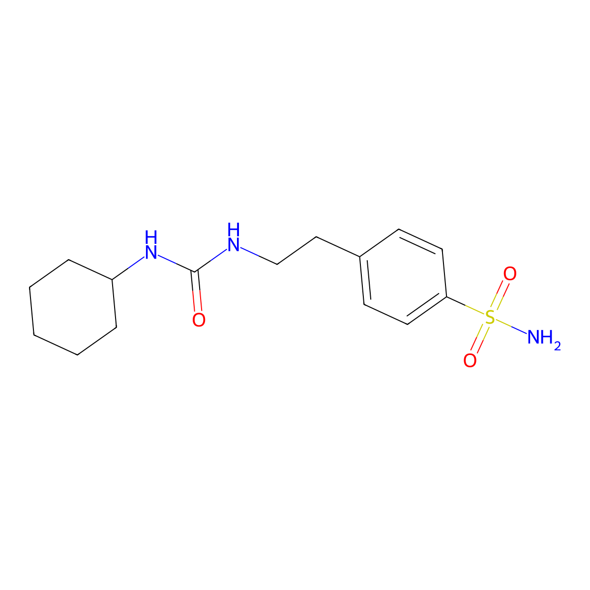 4-(2-((Cyclohexylcarbamoyl)amino)ethyl)benzenesulfonamide molecular structure, CAS 10080-05-4