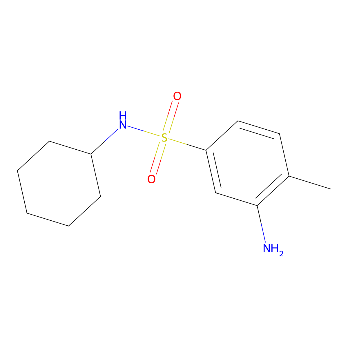 3-amino-N-cyclohexyl-4-methylbenzenesulfonamide molecular structure, CAS 100800-56-4
