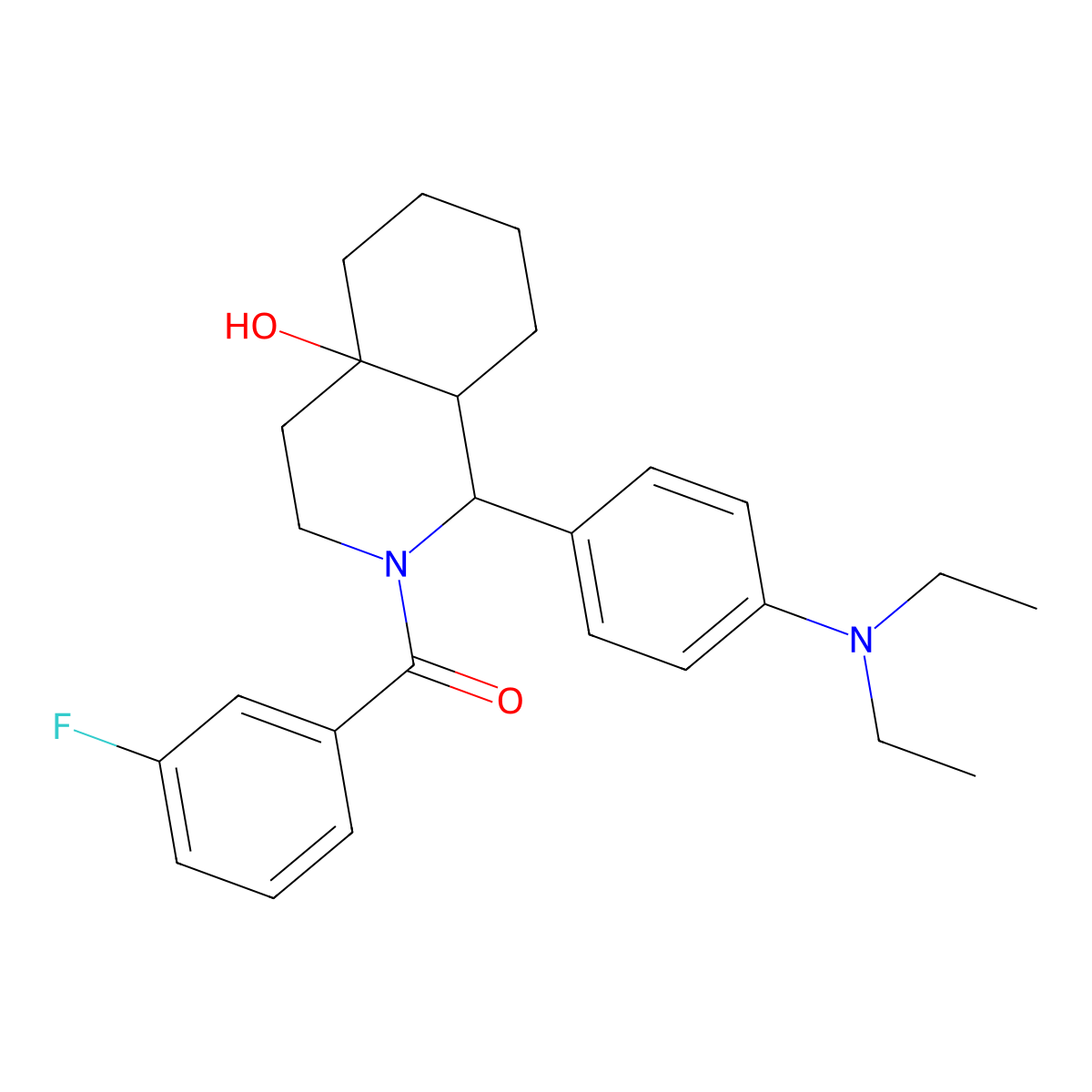 {1-[4-(diethylamino)phenyl]-4a-hydroxyoctahydroisoquinolin-2(1H)-yl}(3-fluorophenyl)methanone molecular structure, CAS 1008000-80-3