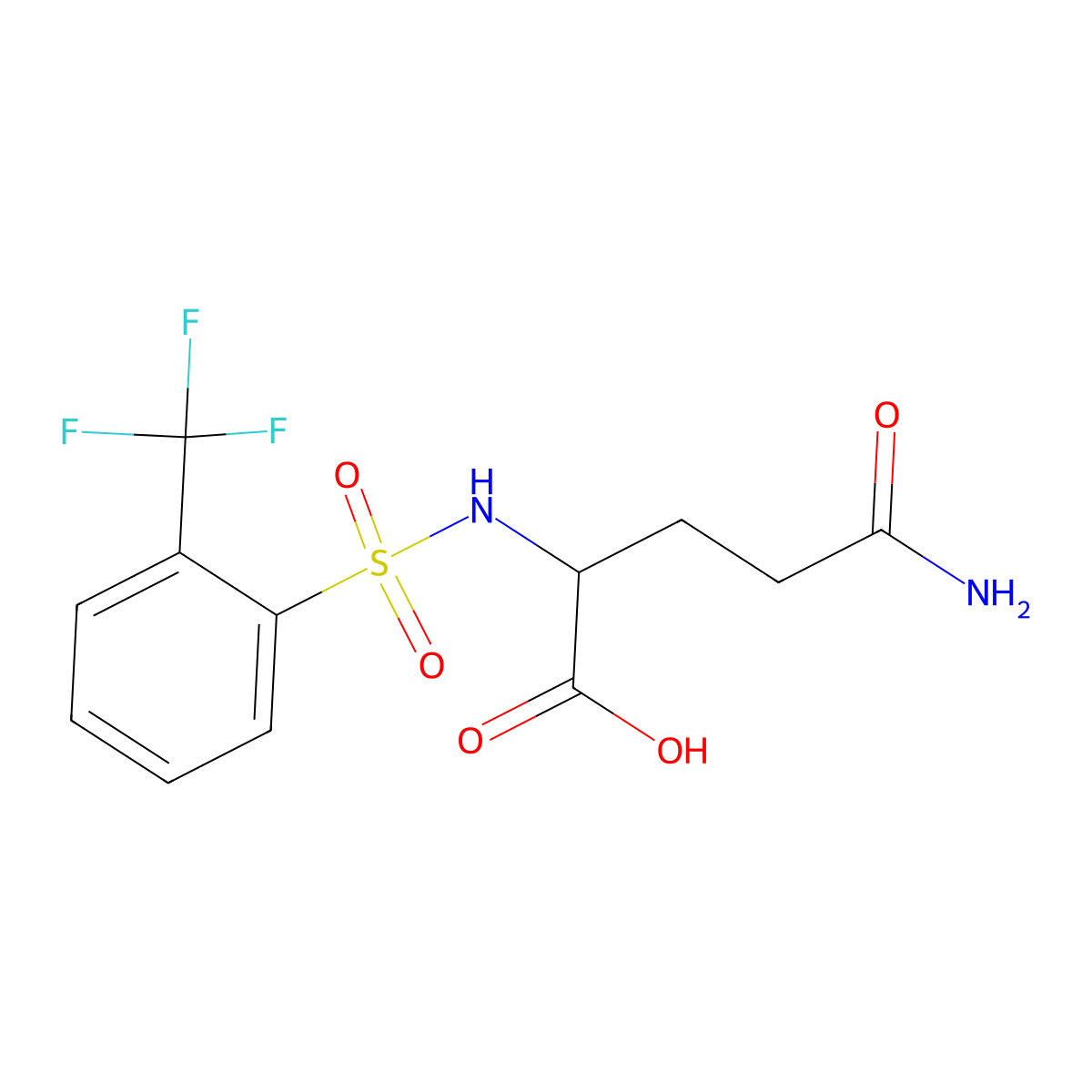 4-Carbamoyl-2-[2-(trifluoromethyl)benzenesulfonamido]butanoic acid molecular structure, CAS 1008001-96-4