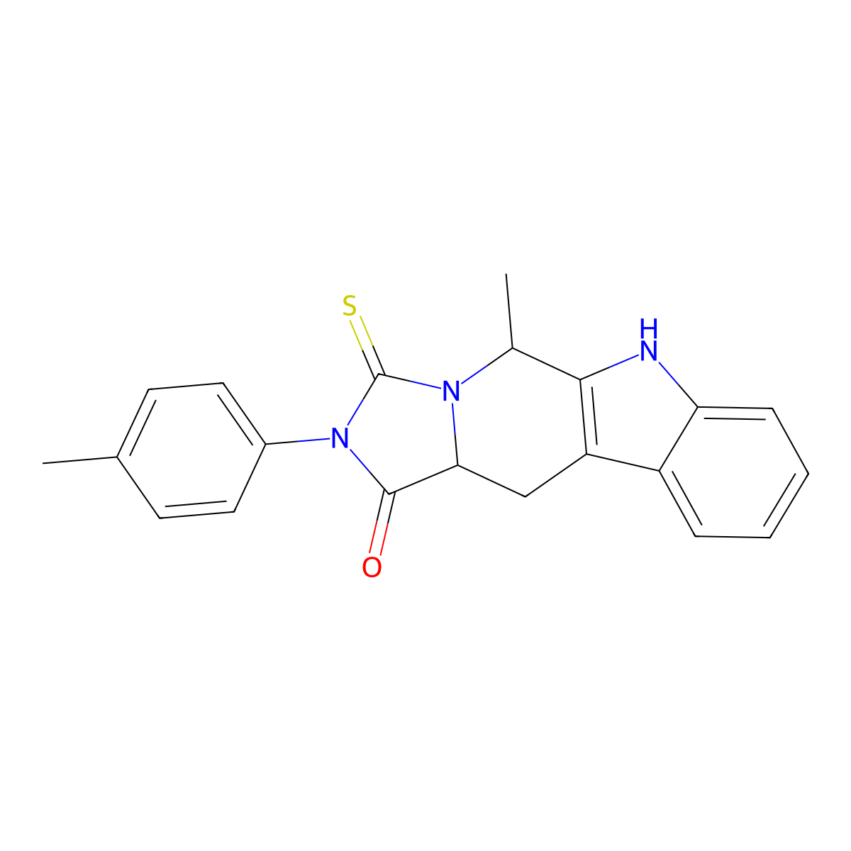 5-methyl-3-thioxo-2-(p-tolyl)-2,3,5,6,11,11a-hexahydro-1H-imidazo[1',5':1,6]pyrido[3,4-b]indol-1-one molecular structure, CAS 1008002-89-8