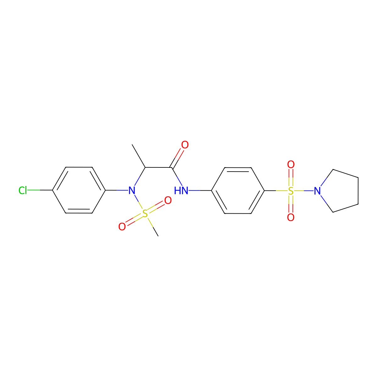 2-(4-chloro-N-methylsulfonylanilino)-N-(4-pyrrolidin-1-ylsulfonylphenyl)propanamide molecular structure, CAS 1008003-02-8