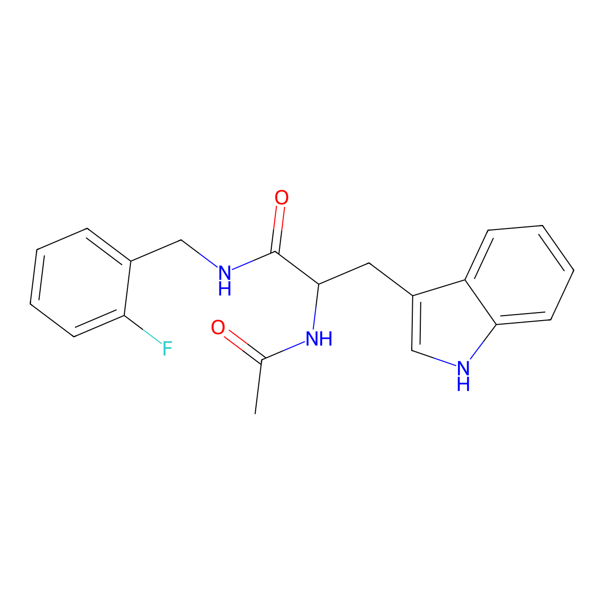 2-acetamido-N-[(2-fluorophenyl)methyl]-3-(1H-indol-3-yl)propanamide molecular structure, CAS 1008003-38-0