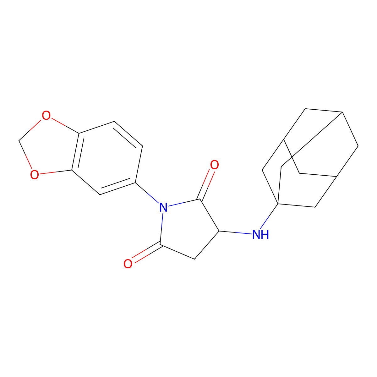 3-(1-Adamantylamino)-1-(1,3-benzodioxol-5-yl)-2,5-pyrrolidinedione molecular structure, CAS 1008005-85-3