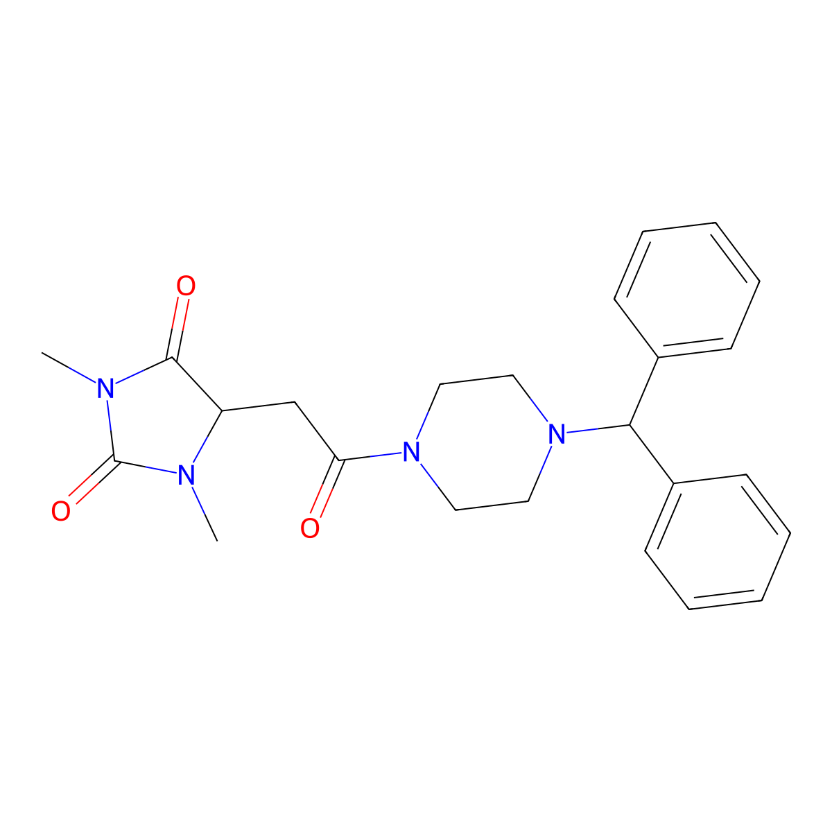 5-[2-(4-Benzhydrylpiperazin-1-yl)-2-oxoethyl]-1,3-dimethylimidazolidine-2,4-dione molecular structure, CAS 1008005-86-4