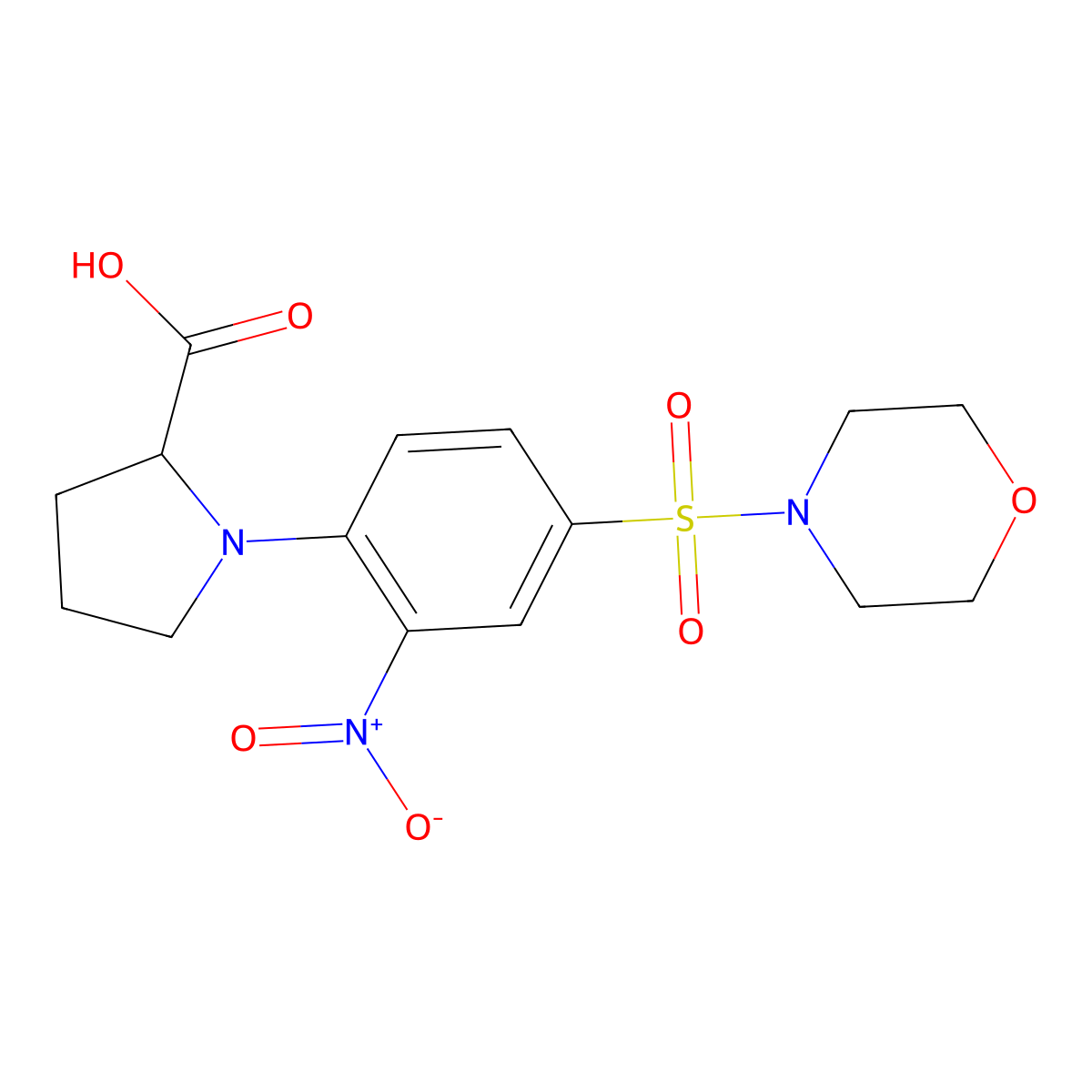 1-[4-(Morpholine-4-sulfonyl)-2-nitrophenyl]pyrrolidine-2-carboxylic acid molecular structure, CAS 1008006-09-4
