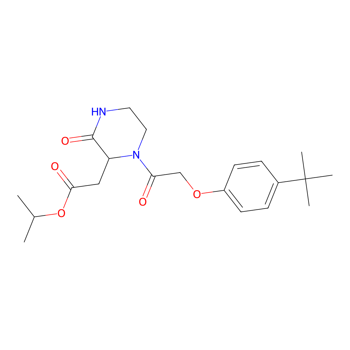 Propan-2-yl 2-[1-[2-(4-tert-butylphenoxy)acetyl]-3-oxopiperazin-2-yl]acetate molecular structure, CAS 1008006-51-6