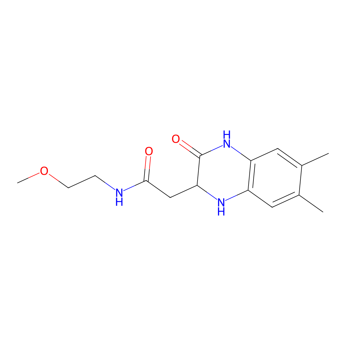 2-(6,7-dimethyl-3-oxo-2,4-dihydro-1H-quinoxalin-2-yl)-N-(2-methoxyethyl)acetamide molecular structure, CAS 1008007-76-8
