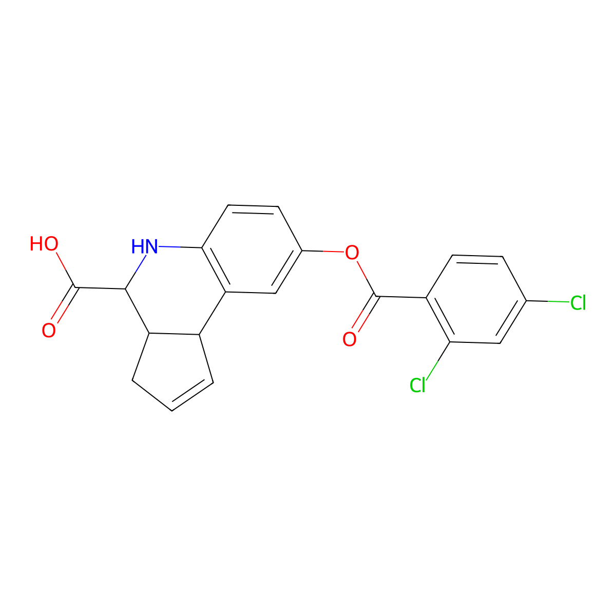 8-(2,4-dichlorobenzoyl)oxy-3a,4,5,9b-tetrahydro-3H-cyclopenta[c]quinoline-4-carboxylic acid molecular structure, CAS 1008008-24-9