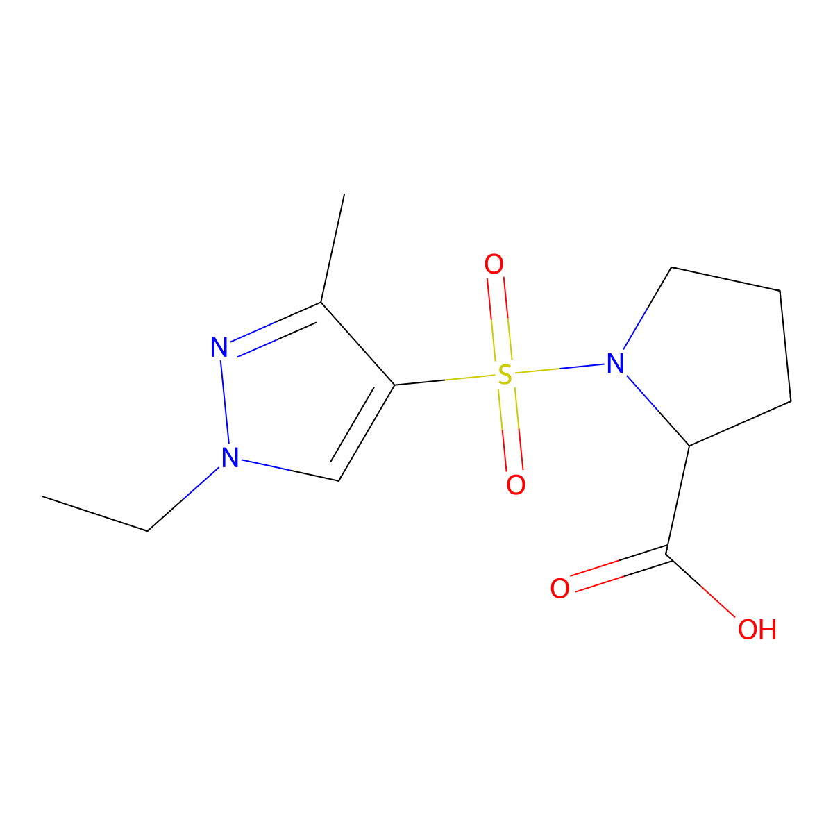 1-[(1-ethyl-3-methyl-1H-pyrazol-4-yl)sulfonyl]proline molecular structure, CAS 1008008-25-0