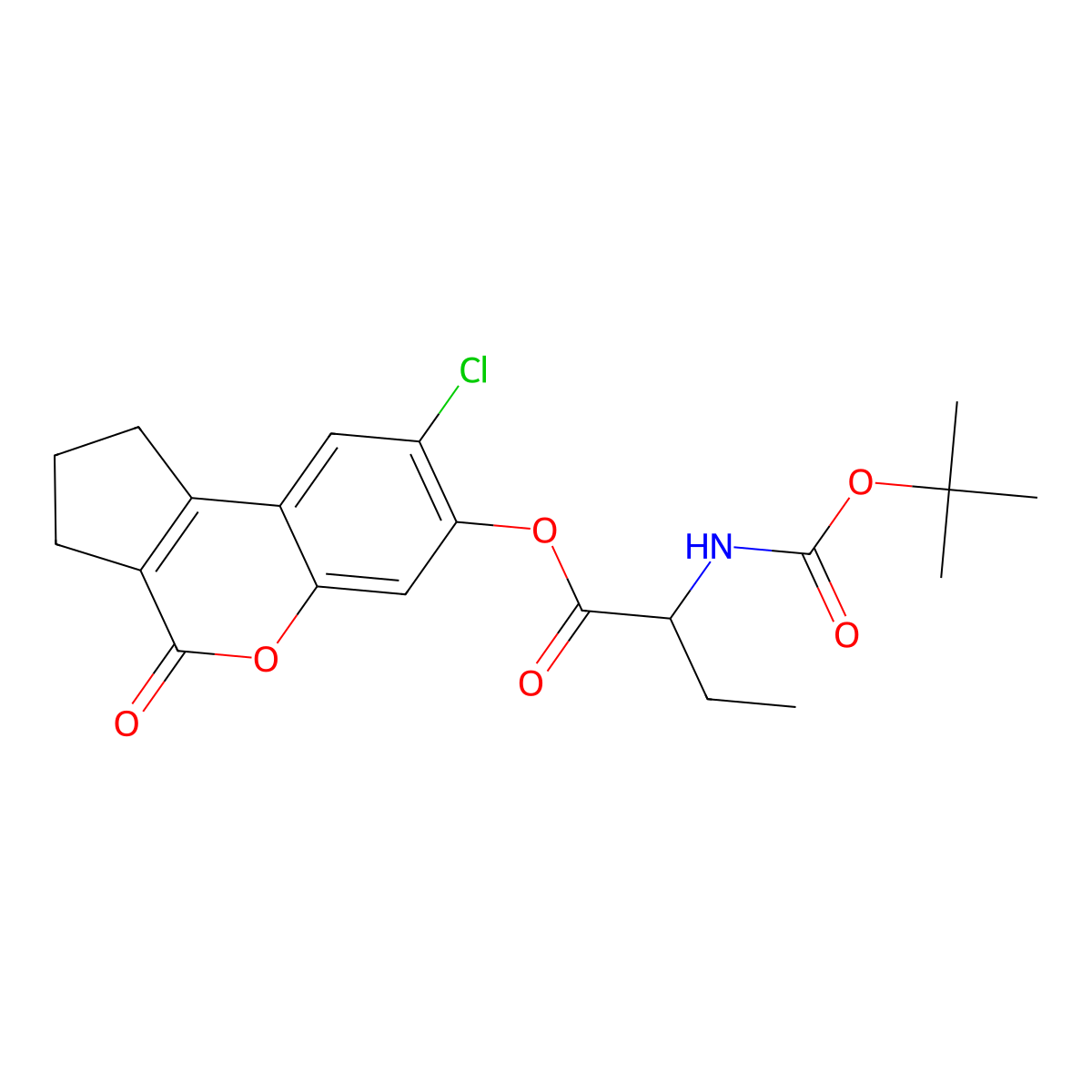 8-Chloro-4-oxo-1,2,3,4-tetrahydrocyclopenta[c]chromen-7-yl 2-[(tert-butoxycarbonyl)amino]butanoate molecular structure, CAS 1008009-51-5