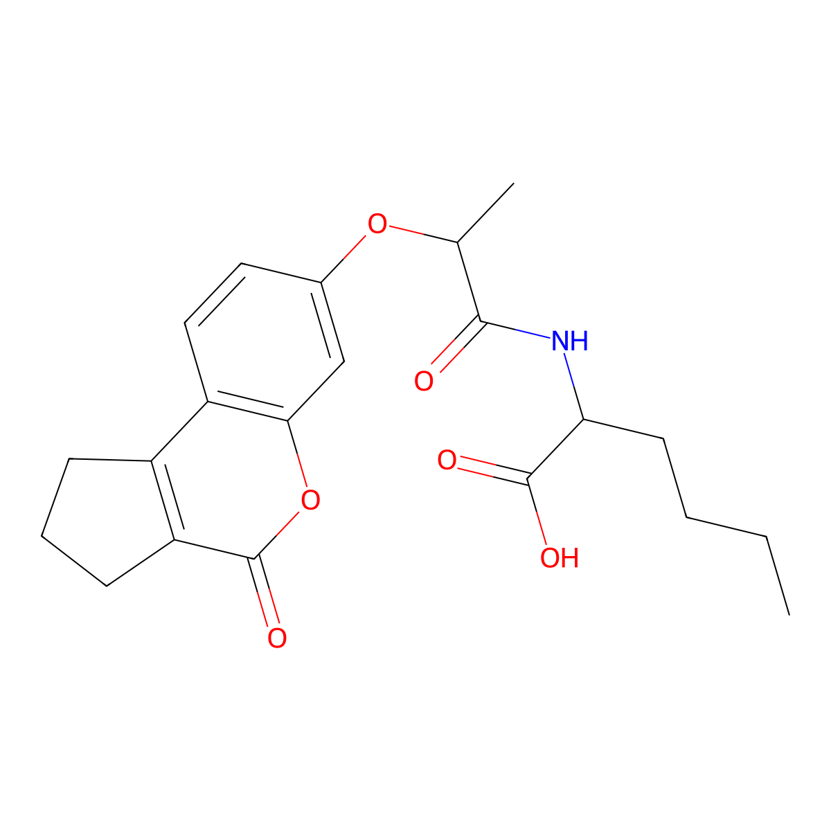 N-{2-[(4-oxo-1,2,3,4-tetrahydrocyclopenta[c]chromen-7-yl)oxy]propanoyl}norleucine molecular structure, CAS 1008009-68-4