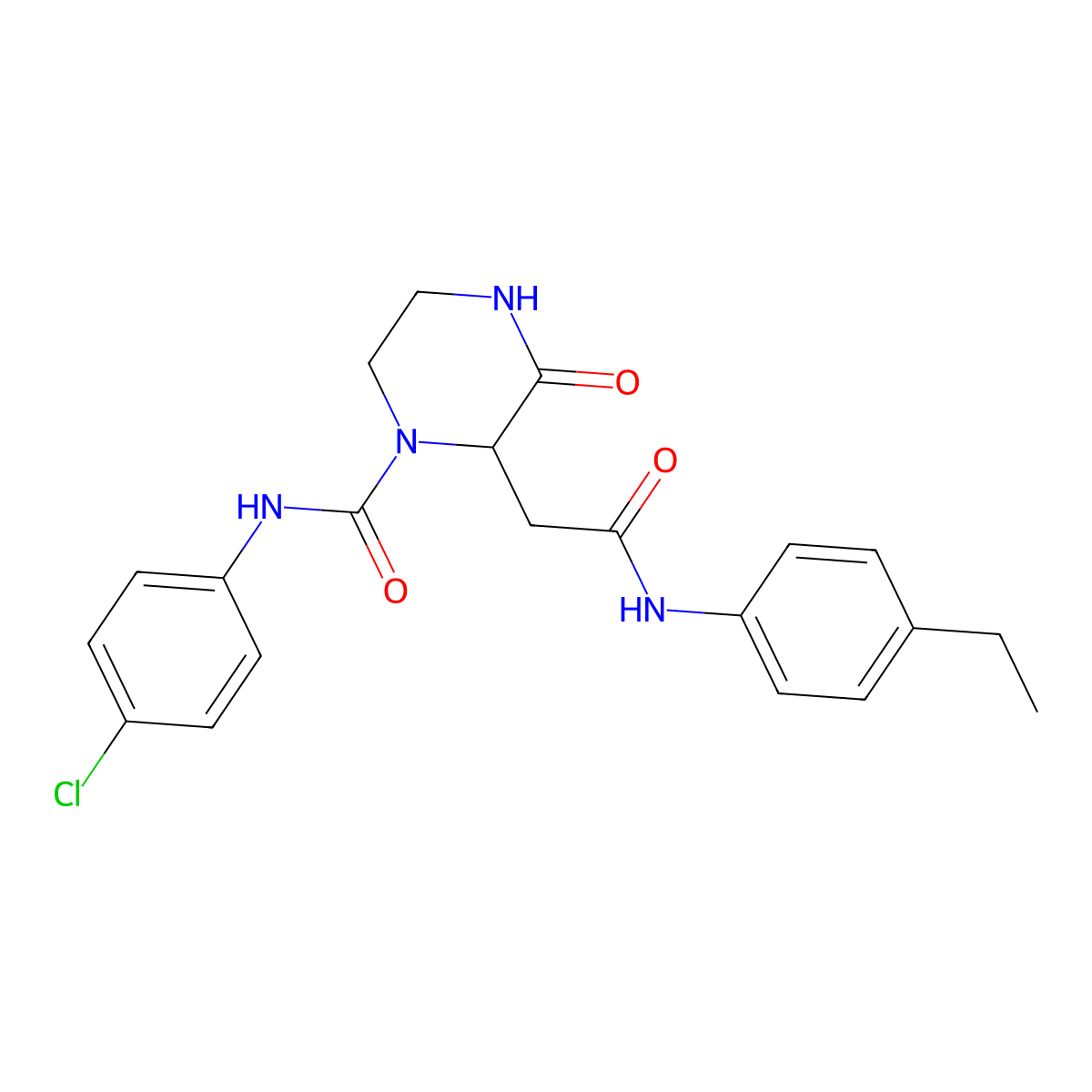 N-(4-chlorophenyl)-2-(2-((4-ethylphenyl)amino)-2-oxoethyl)-3-oxopiperazine-1-carboxamide molecular structure, CAS 1008010-20-5