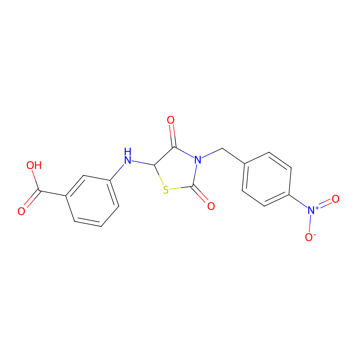 3-((3-(4-Nitrobenzyl)-2,4-dioxothiazolidin-5-yl)amino)benzoic acid molecular structure, CAS 1008010-62-5