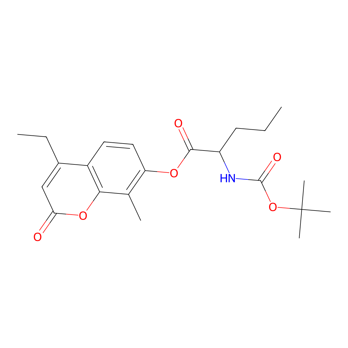 4-ethyl-8-methyl-2-oxo-2H-chromen-7-yl N-(tert-butoxycarbonyl)norvalinate molecular structure, CAS 1008011-02-6